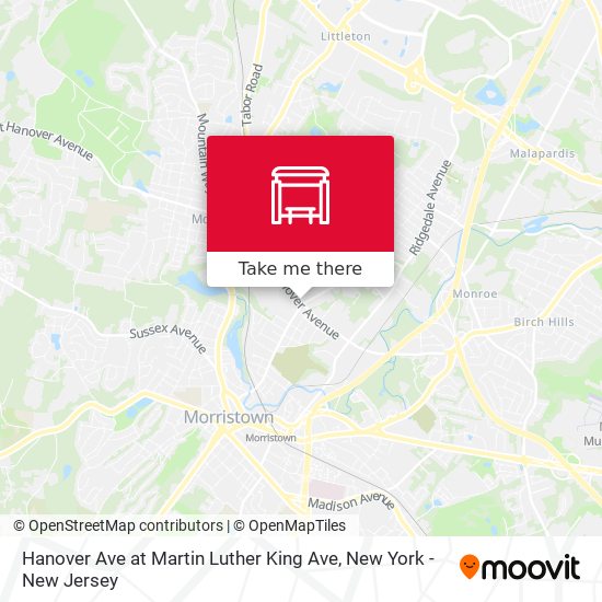 Hanover Ave at Martin Luther King Ave map
