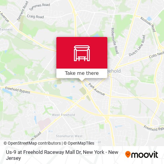 Us-9 at Freehold Raceway Mall Dr map