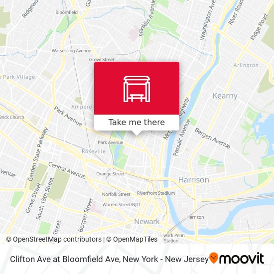 Clifton Ave at Bloomfield Ave map