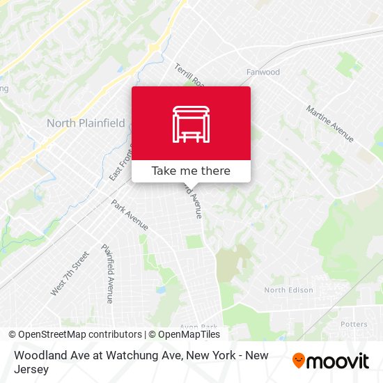 Woodland Ave at Watchung Ave map