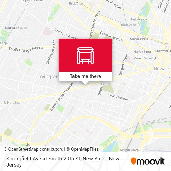 Springfield Ave at South 20th St map