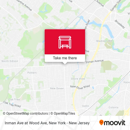 Inman Ave at Wood Ave map
