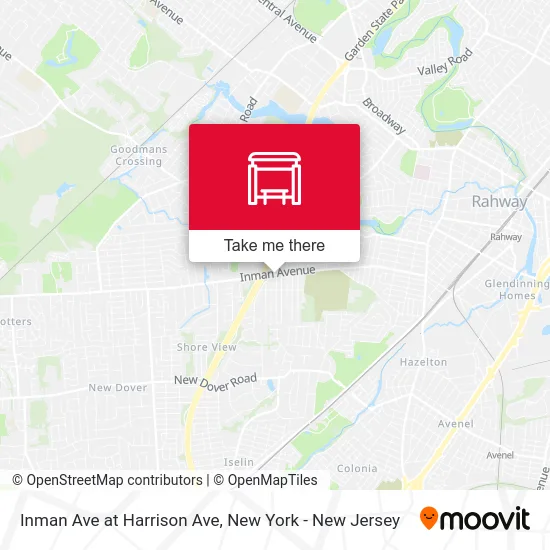 Inman Ave at Harrison Ave map