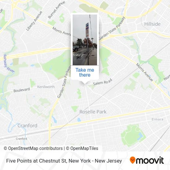 Five Points at Chestnut St map