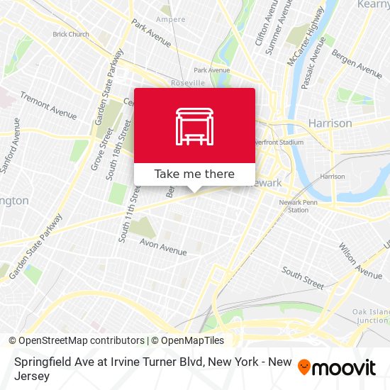 Springfield Ave at Irvine Turner Blvd map