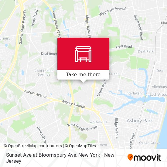 Sunset Ave at Bloomsbury Ave map