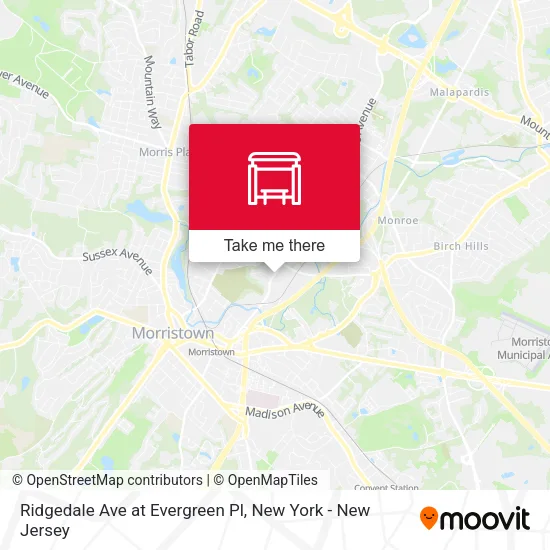 Ridgedale Ave at Evergreen Pl map