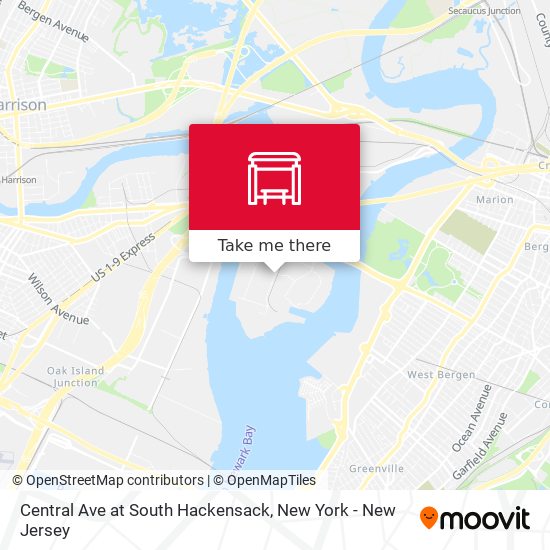 Central Ave at South Hackensack map