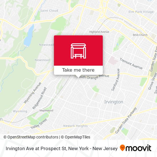 Irvington Ave at Prospect St map