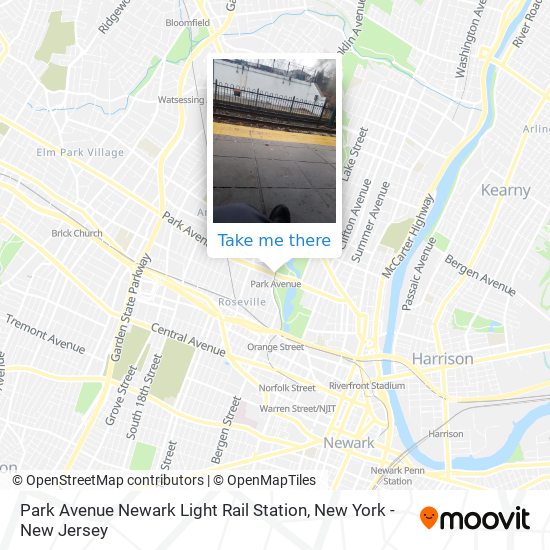 Mapa de Park Avenue Newark Light Rail Station