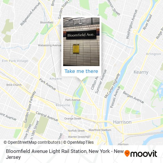 Bloomfield Avenue Light Rail Station map