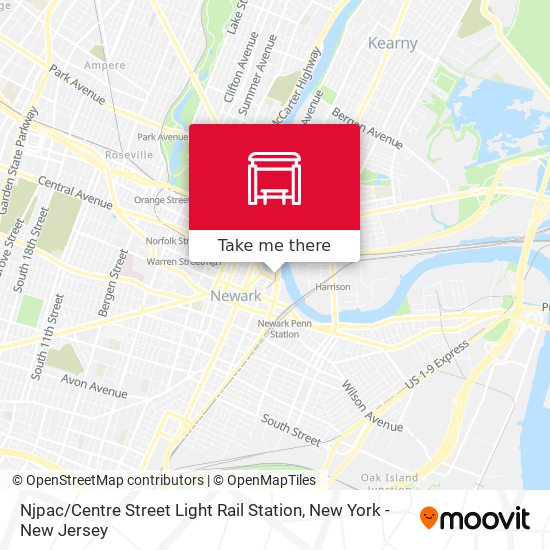 Njpac / Centre Street Light Rail Station map
