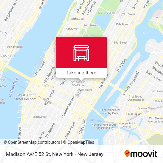 Madison Av/E 52 St map
