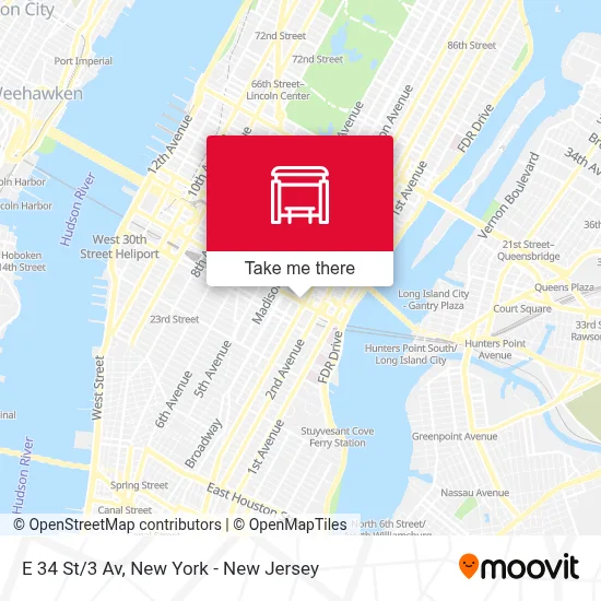 E 34 St/3 Av map