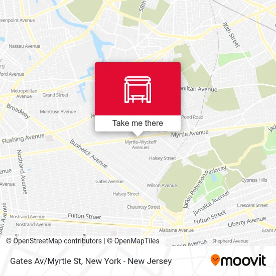 Gates Av/Myrtle St map