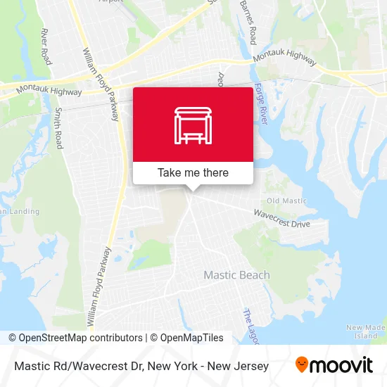 Mastic Rd/Wavecrest Dr map