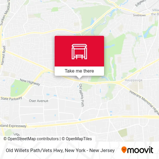 Old Willets Path/Vets Hwy map