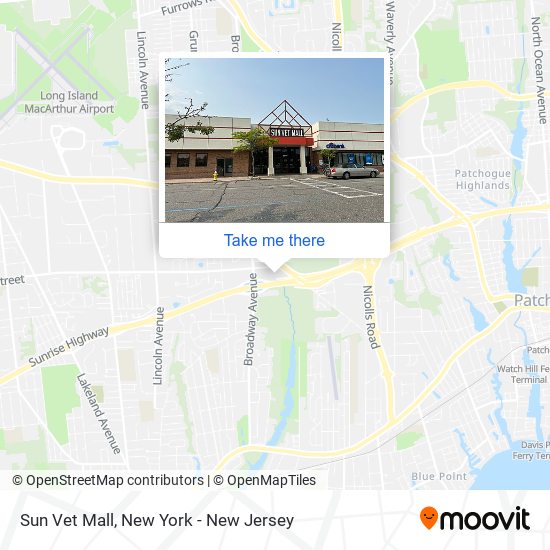 How to get to Sun Vet Mall in Holbrook, Ny by Bus or Train?