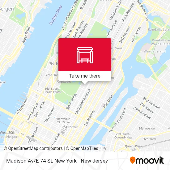 Madison Av/E 74 St map