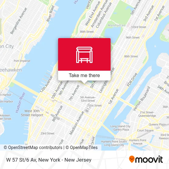 W 57 St/6 Av map