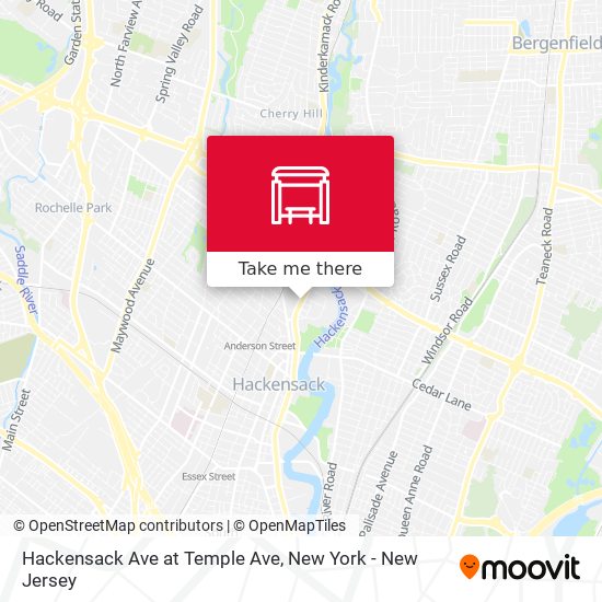 Hackensack Ave at Temple Ave map