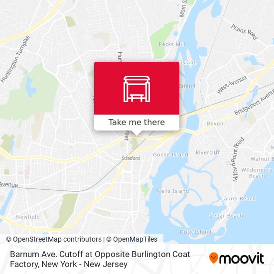 Barnum Ave. Cutoff at Opposite Burlington Coat Factory map