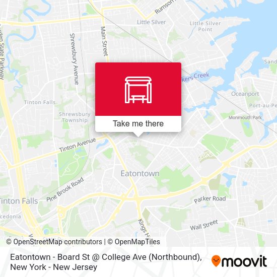 Mapa de Eatontown - Board St @ College Ave (Northbound)