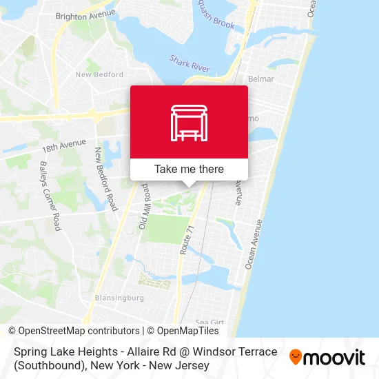 Spring Lake Heights - Allaire Rd @ Windsor Terrace (Southbound) map
