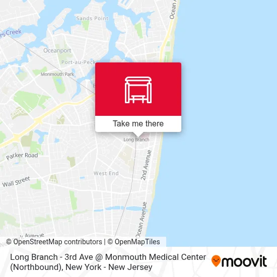 Long Branch - 3rd Ave @ Monmouth Medical Center (Northbound) map