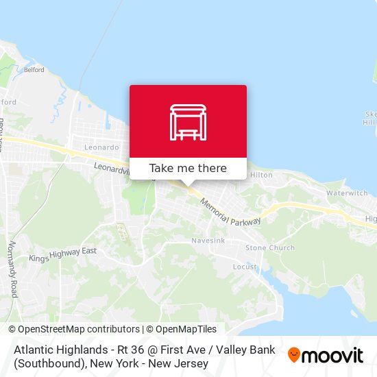 Atlantic Highlands - Rt 36 @ First Ave / Valley Bank (Southbound) map