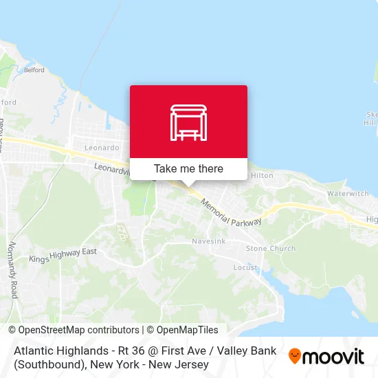Atlantic Highlands - Rt 36 @ First Ave / Valley Bank (Southbound) map