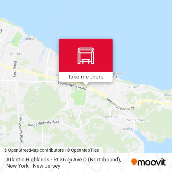 Mapa de Atlantic Highlands - Rt 36 @ Ave D (Northbound)