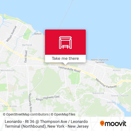 Leonardo - Rt 36 @ Thompson Ave / Leonardo Terminal (Northbound) map