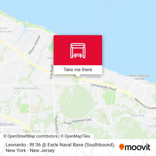 Leonardo - Rt 36 @ Earle Naval Base (Southbound) map