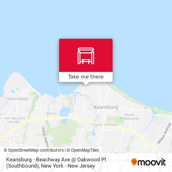 Keansburg -  Beachway Ave @ Oakwood Pl (Southbound) map