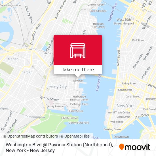 Mapa de Washington Blvd @ Pavonia Station (Northbound)