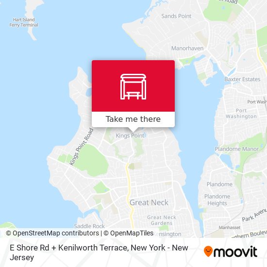 E Shore Rd + Kenilworth Terrace map