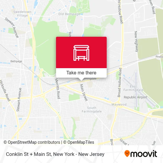 Conklin St + Main St map