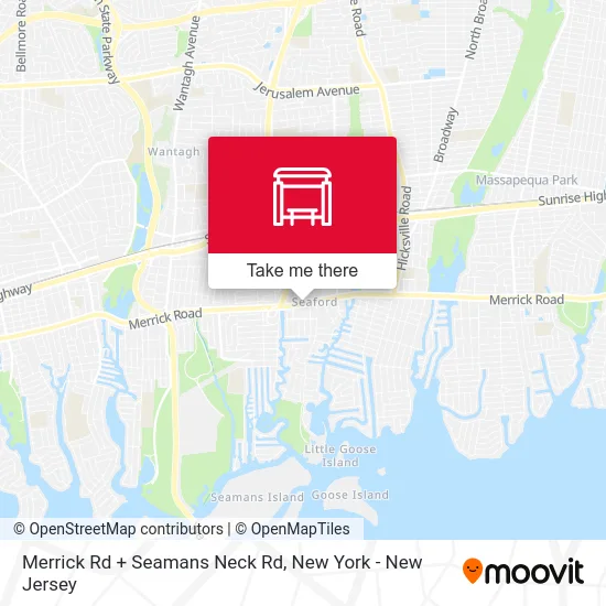 Merrick Rd + Seamans Neck Rd map