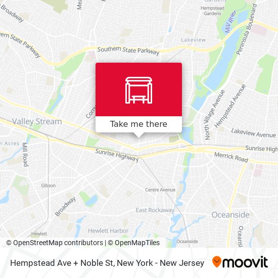 Hempstead Ave + Noble St map