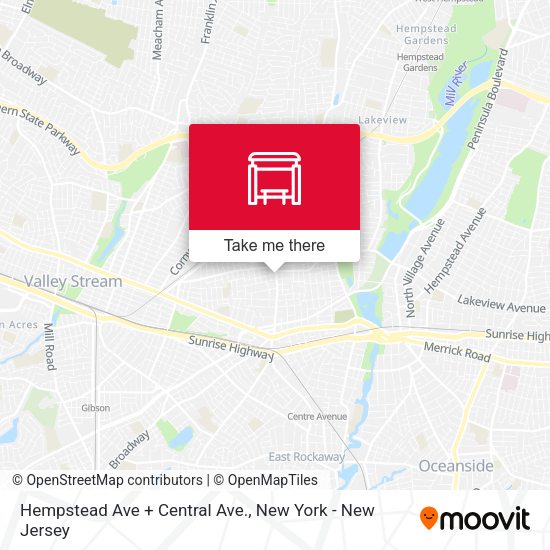Mapa de Hempstead Ave + Central Ave.