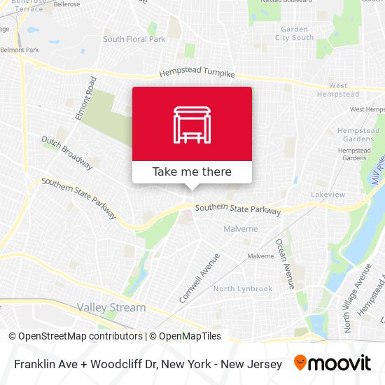 Franklin Ave + Woodcliff Dr map