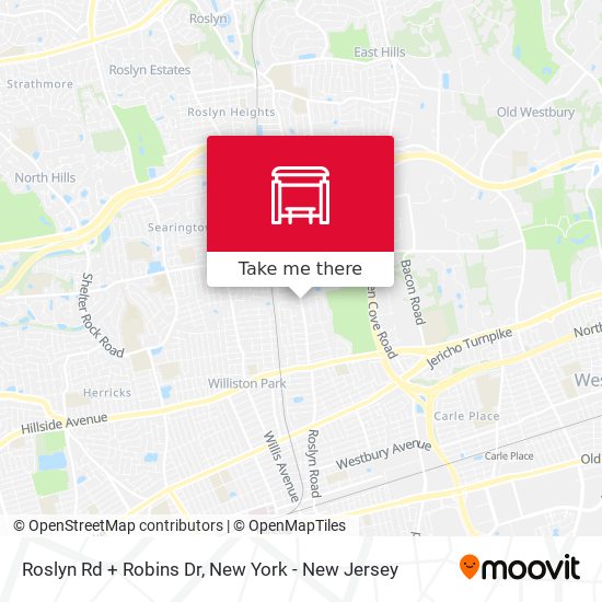 Roslyn Rd + Robins Dr map