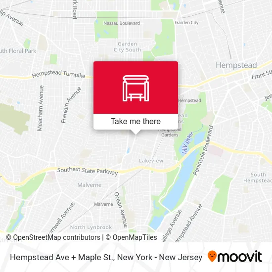 Hempstead Ave + Maple St. map