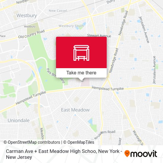 Carman Ave + East Meadow High Schoo map