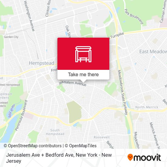 Mapa de Jerusalem Ave + Bedford Ave
