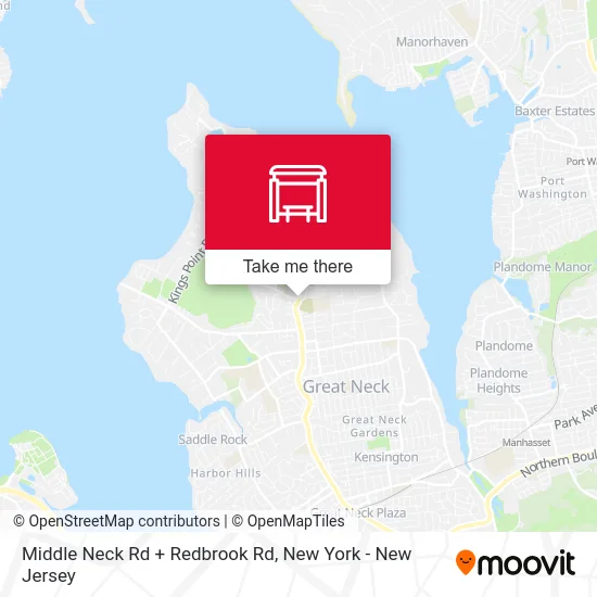 Middle Neck Rd + Redbrook Rd map