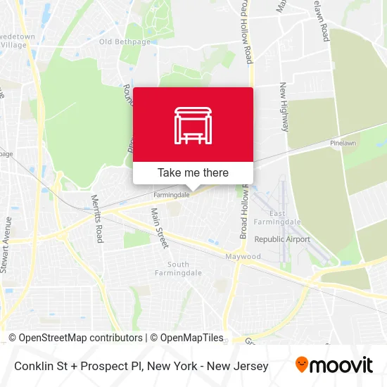 Conklin St + Prospect Pl map