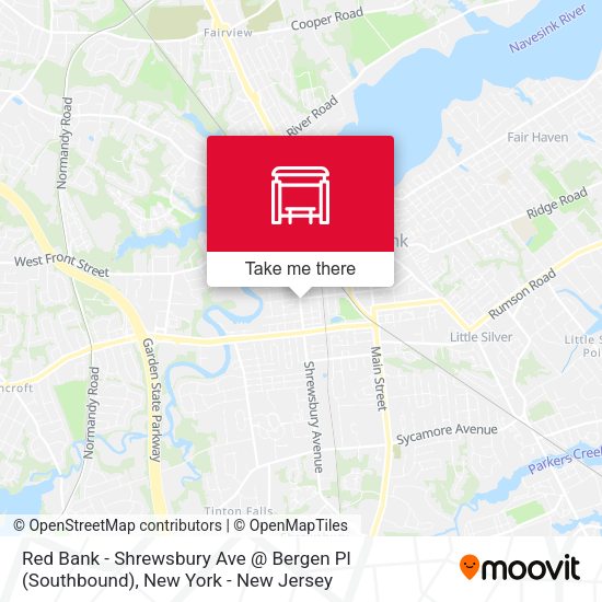 Mapa de Red Bank - Shrewsbury Ave @ Bergen Pl (Southbound)