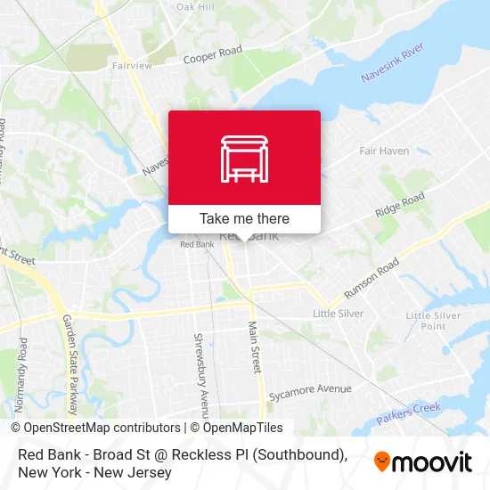 Red Bank - Broad St @ Reckless Pl (Southbound) map